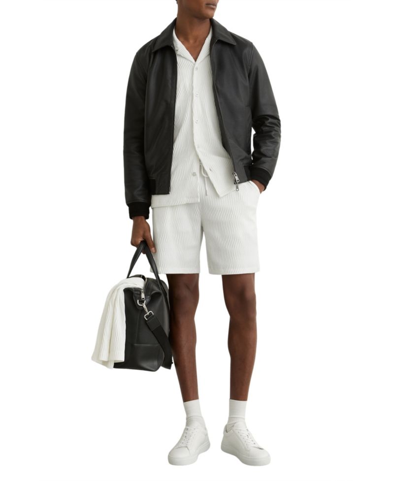 Men's Aleo Textured-Wave Cuban-Collar Shirt