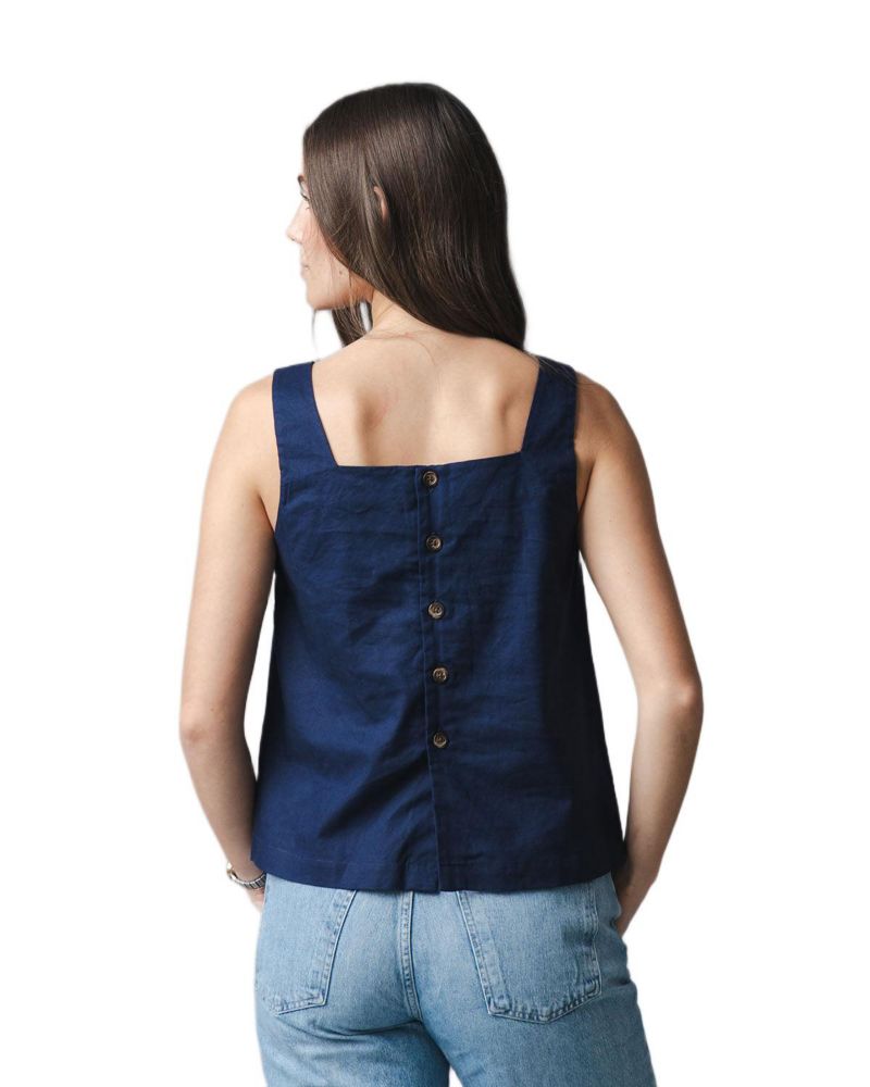 Women's Linen Square Neck Tank