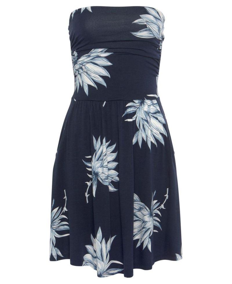 Women's Strapless Floral-Print Fit-and-Flare Short Dress