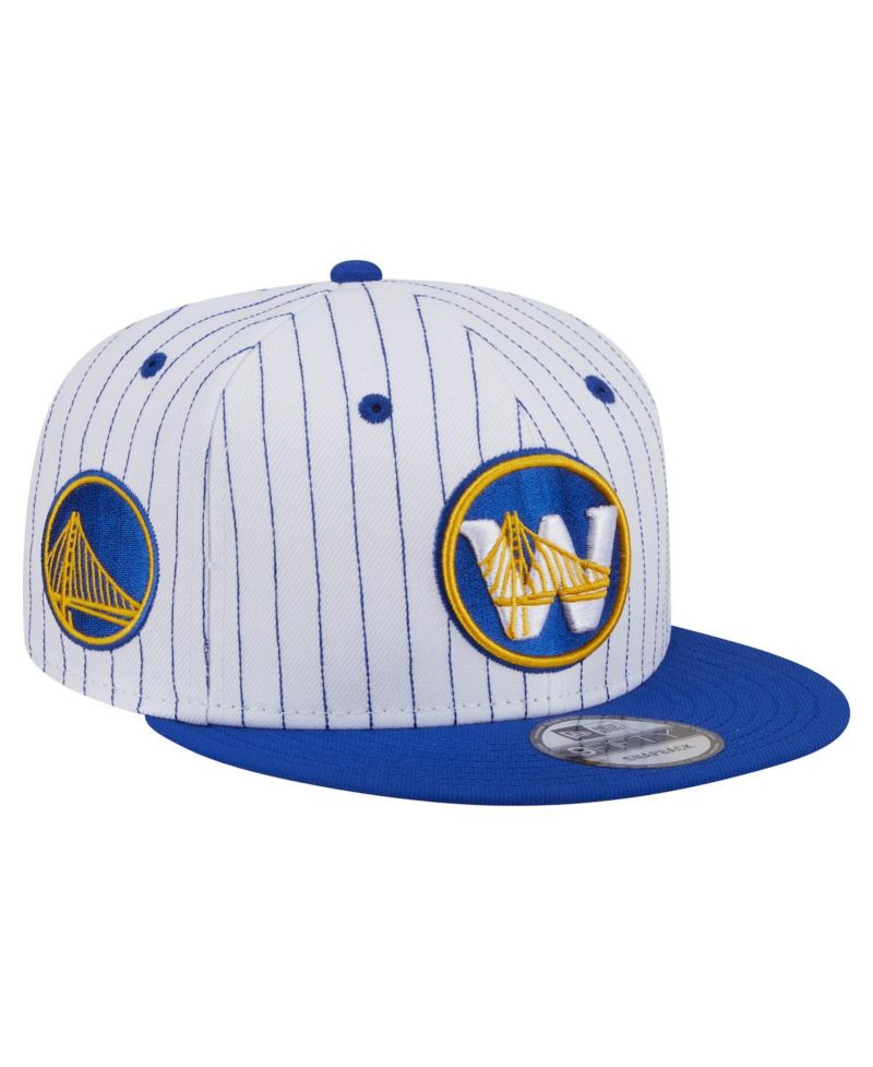 Men's White Golden State Warriors Deceptor Pinstripe 9FIFTY Snapback Hat