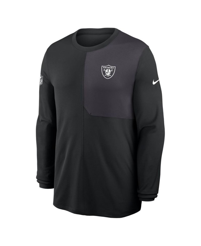 Men's Black Las Vegas Raiders Sideline Coach UV Performance Long Sleeve T-Shirt
