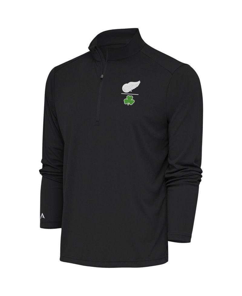 Men's Charcoal Detroit Red Wings Shamrock Tribute Quarter-Zip