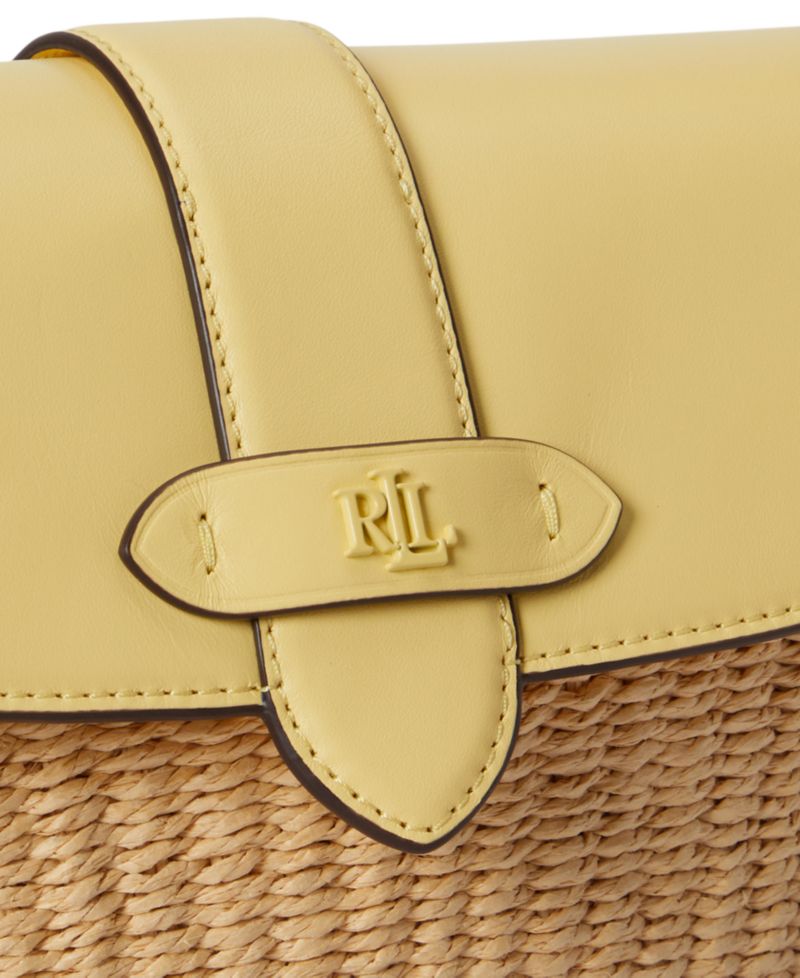 Lynden Straw-Leather Small Shoulder Bag