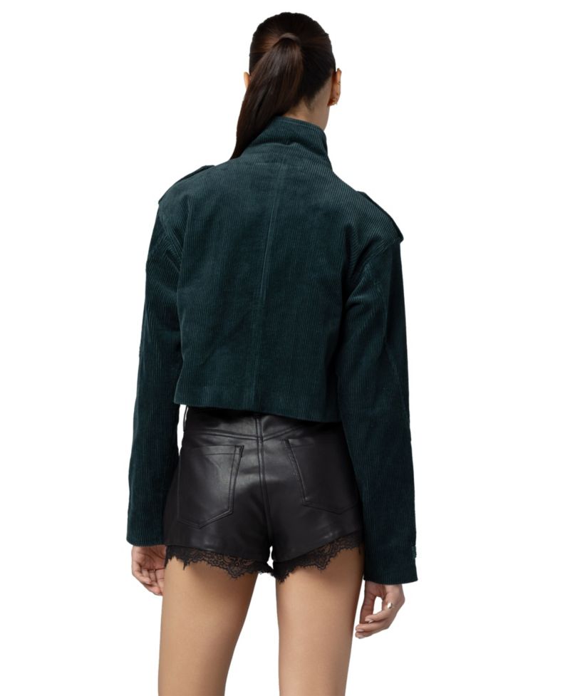 Women's Mock Neck Corduroy Cropped Jacket