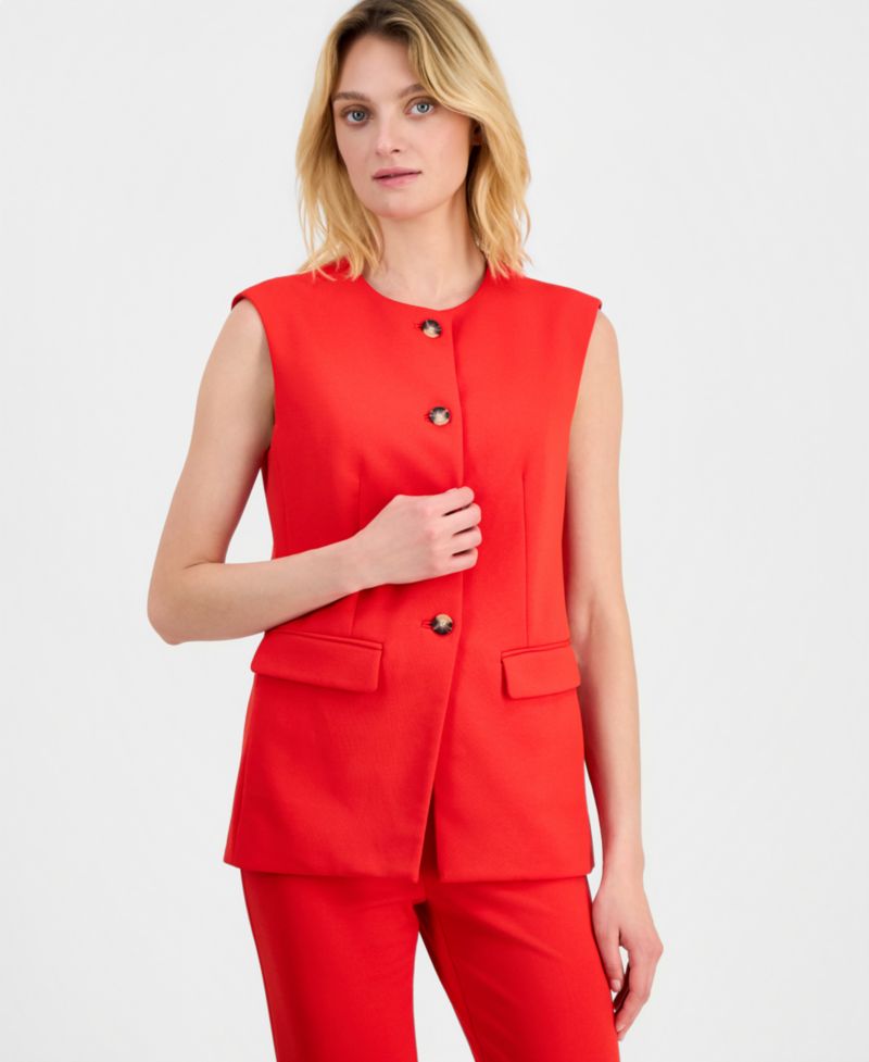 Women's Crewneck Button-Front Vest