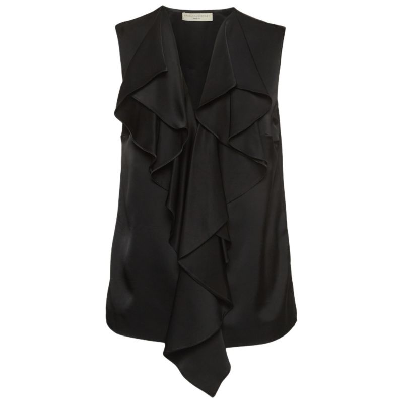 Women's Black Crepe Fringe Detail Sleeveless Top