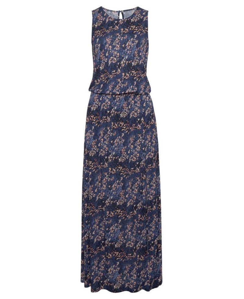 Women's Viscose Animal Print Sleeveless Elastic-Waist Maxi Dress