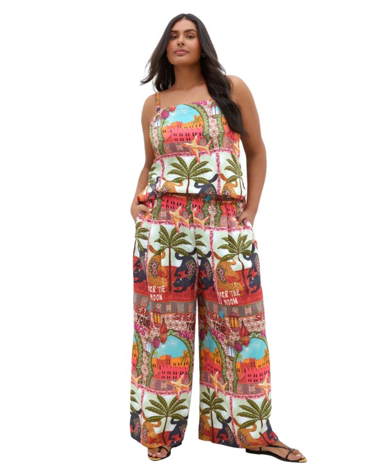 Plus Size Capri Paradise High-Rise Wide-Leg Pull-On Pants