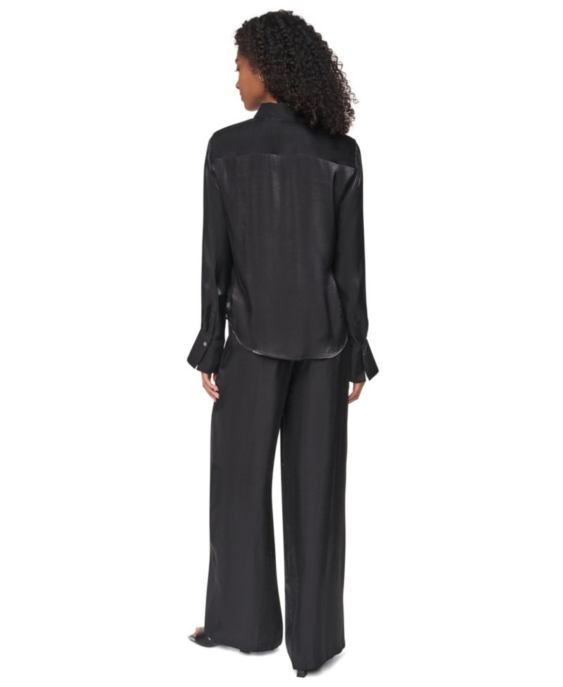 Women's East River Shine Long-Sleeve Satin Fitted Blouse