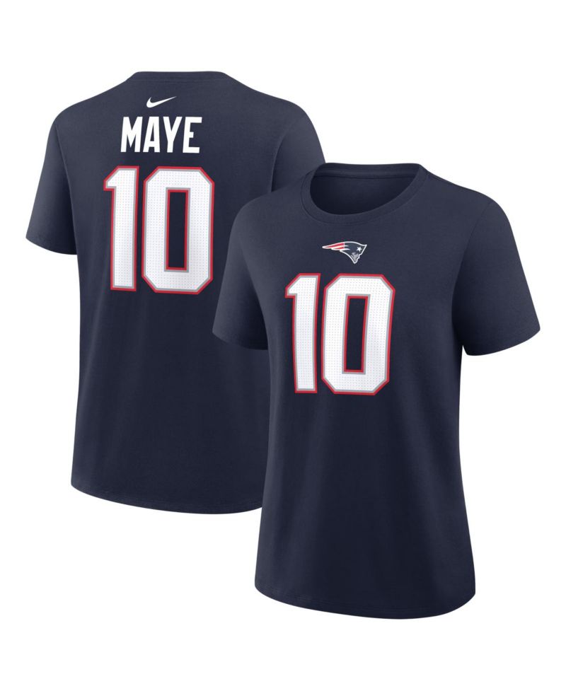 Women's Drake Maye Navy New England Patriots Player Name & Number T-Shirt