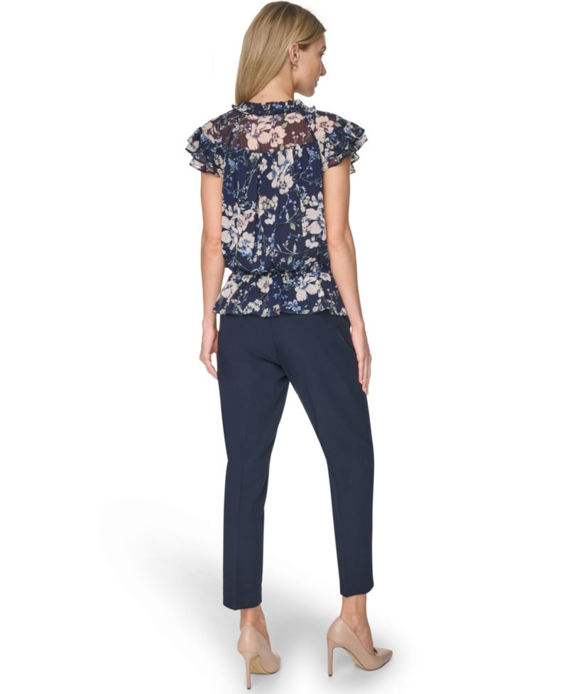 Women's Peplum Flutter-Sleeve Pull-On Blouse