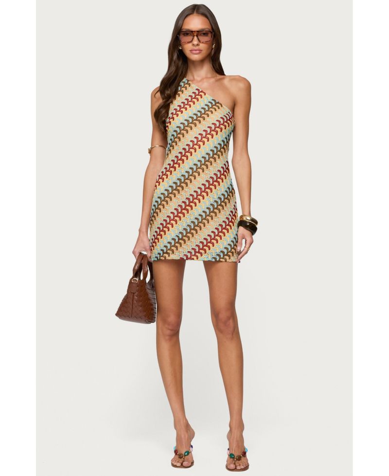 Women's Agua Zigzag One Shoulder Mini Dress