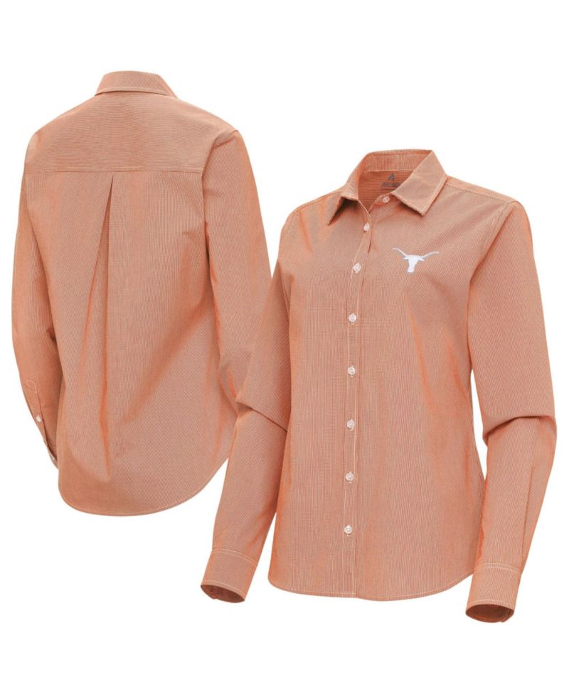 Women's Texas Longhorns Porter Woven Tri-Blend Long-Sleeve Button-Up Shirt