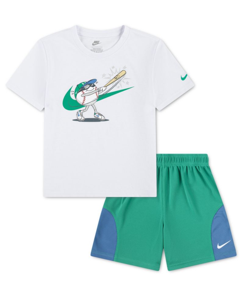 Boys' 2T-7 Baseball Graphic T-Shirt and Mesh Shorts, 2-Piece Set