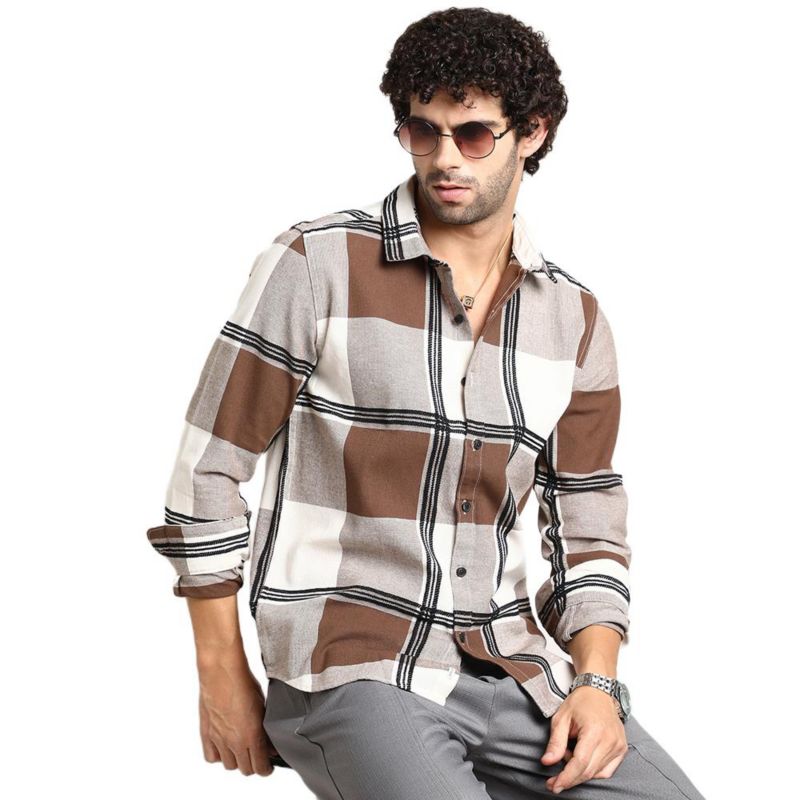 Men's Russet Brown Overlap Buffalo Shirt