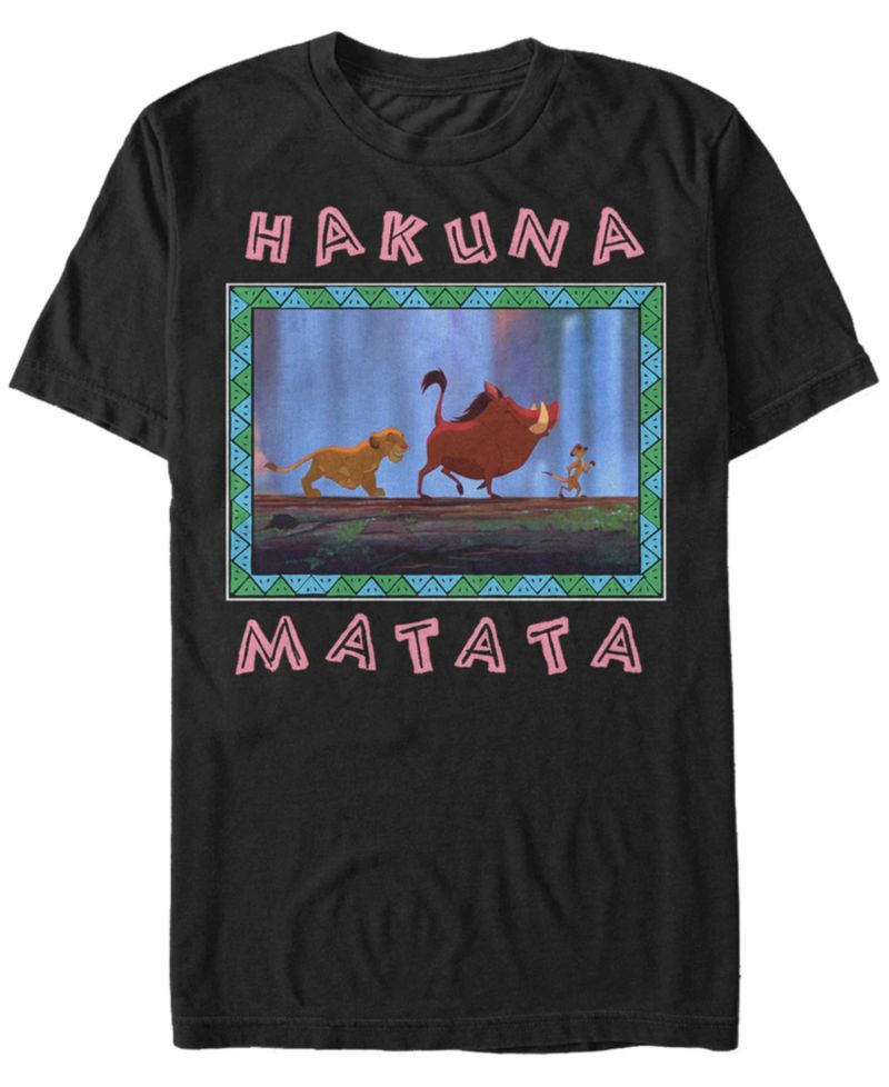 Disney Men's Lion King Hakuna Matata Pattern Square, Short Sleeve T-Shirt