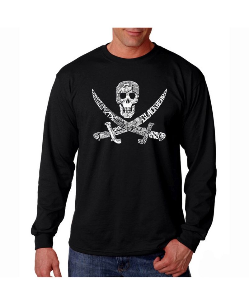 Men's Word Art Long Sleeve T-Shirt- Pirate