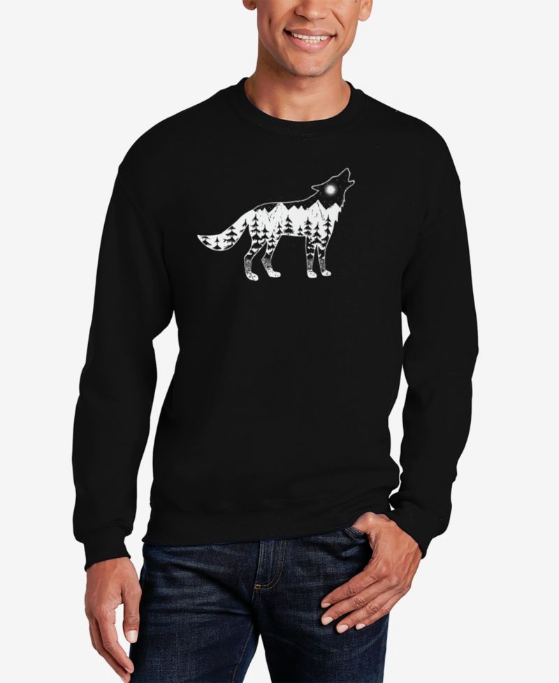 Men's Howling Wolf Word Art Crew Neck Sweatshirt