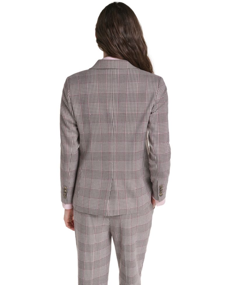 Petite Woven Plaid Lined Blazer