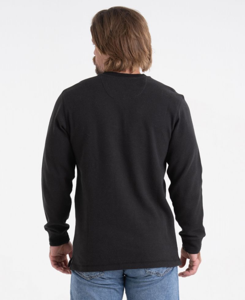 Mens Double Layer Thermal Henley Long Sleeve Shirt