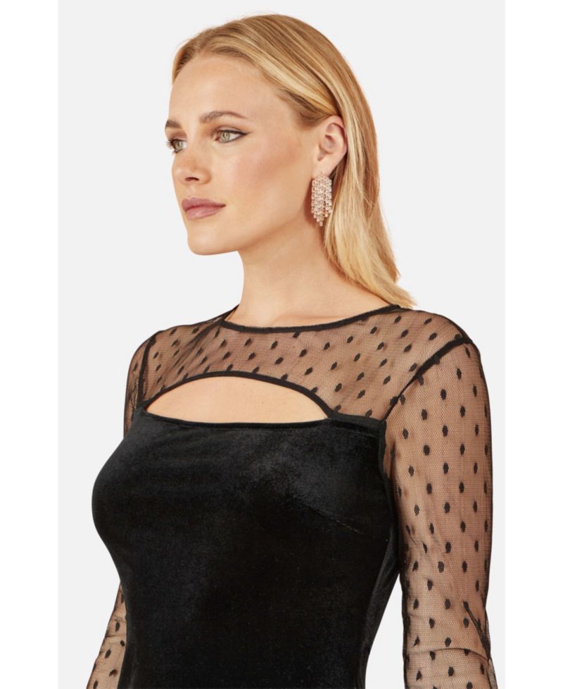 Women's Velvet With Slash Neckline Midi Dress