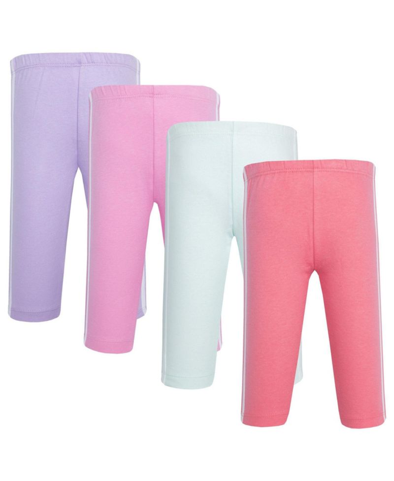 Toddler Girls Hudson Cotton 4 Pieces Pants and Leggings, Conch Shell Begonia.