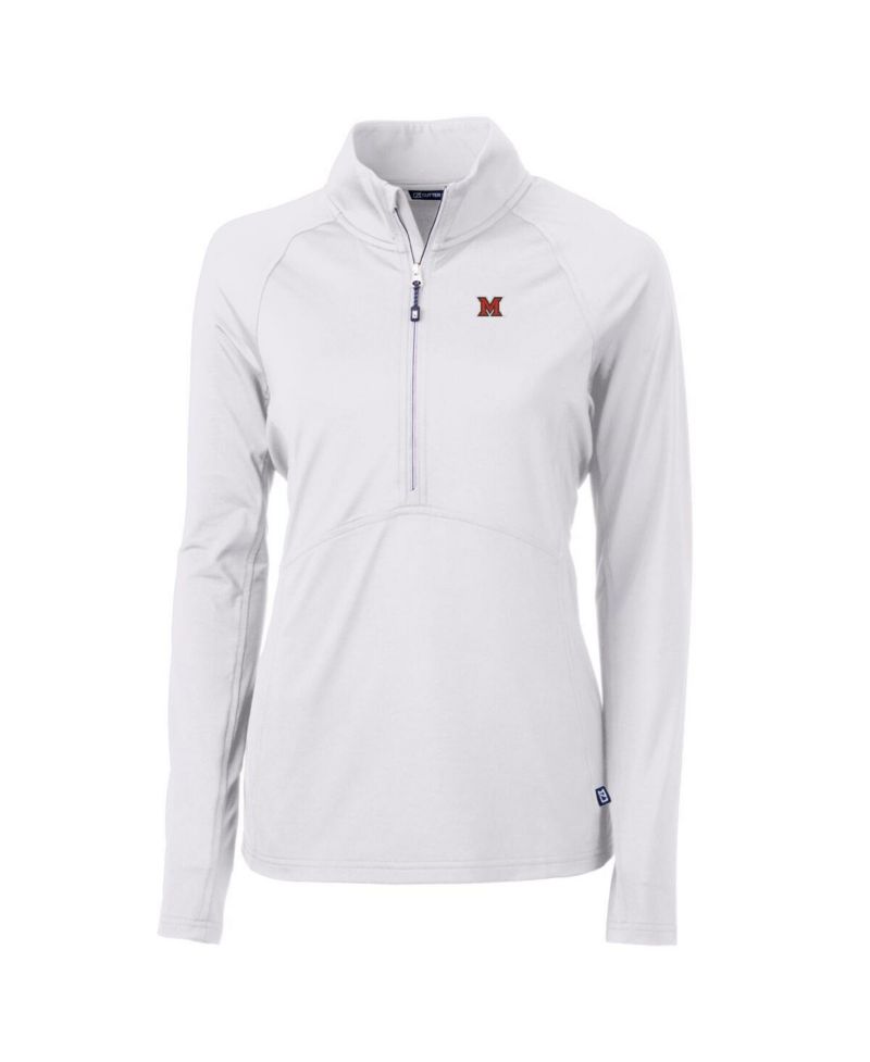 Women's White Miami University RedHawks Adapt Eco Knit Half-Zip Pullover Jacket