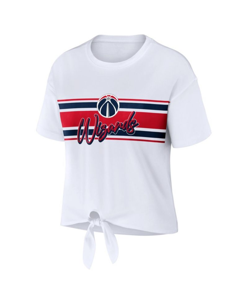 Women's White Washington Wizards Tie-Front T-Shirt