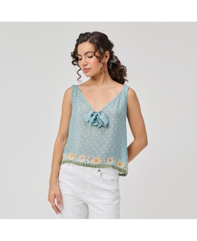 Women's Bow Bemberg Tie Cami Top