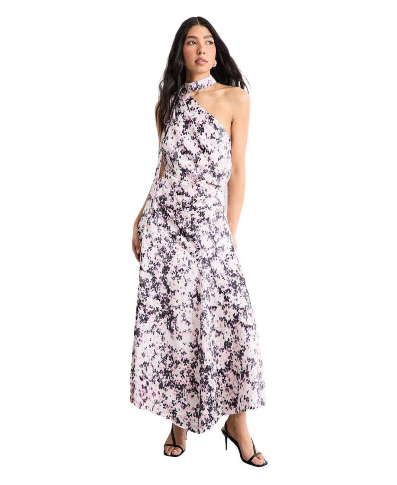 Women's Scarf Tie Asymmetric Maxi Dress