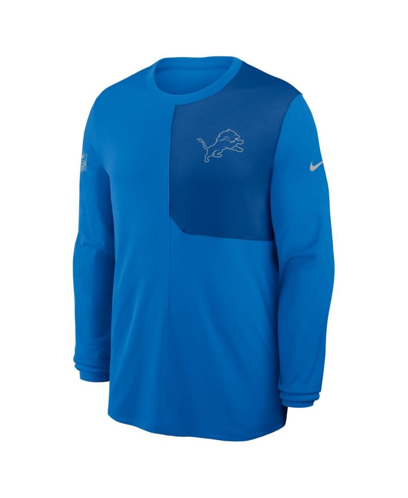 Men's Blue Detroit Lions Sideline Coach UV Performance Long Sleeve T-Shirt