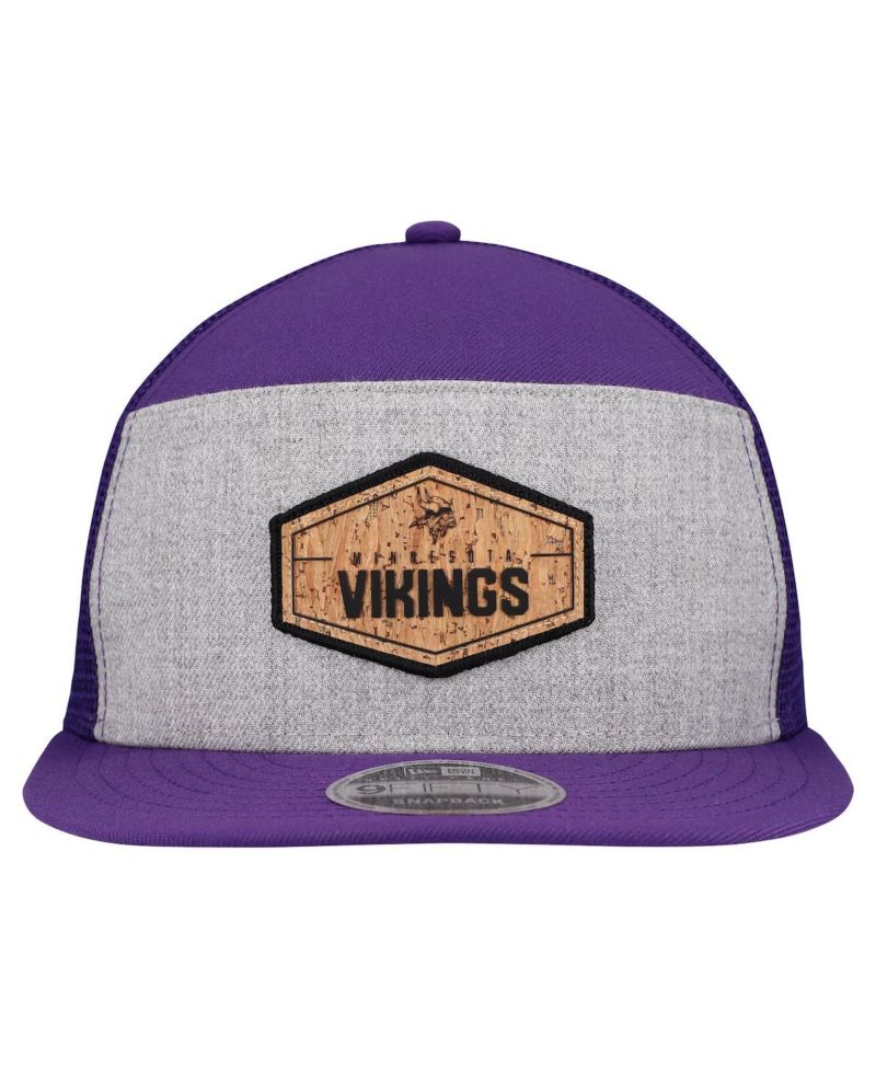 Men's Gray/Purple Minnesota Vikings Cork Split Panel 9FIFTY Trucker Snapback Hat