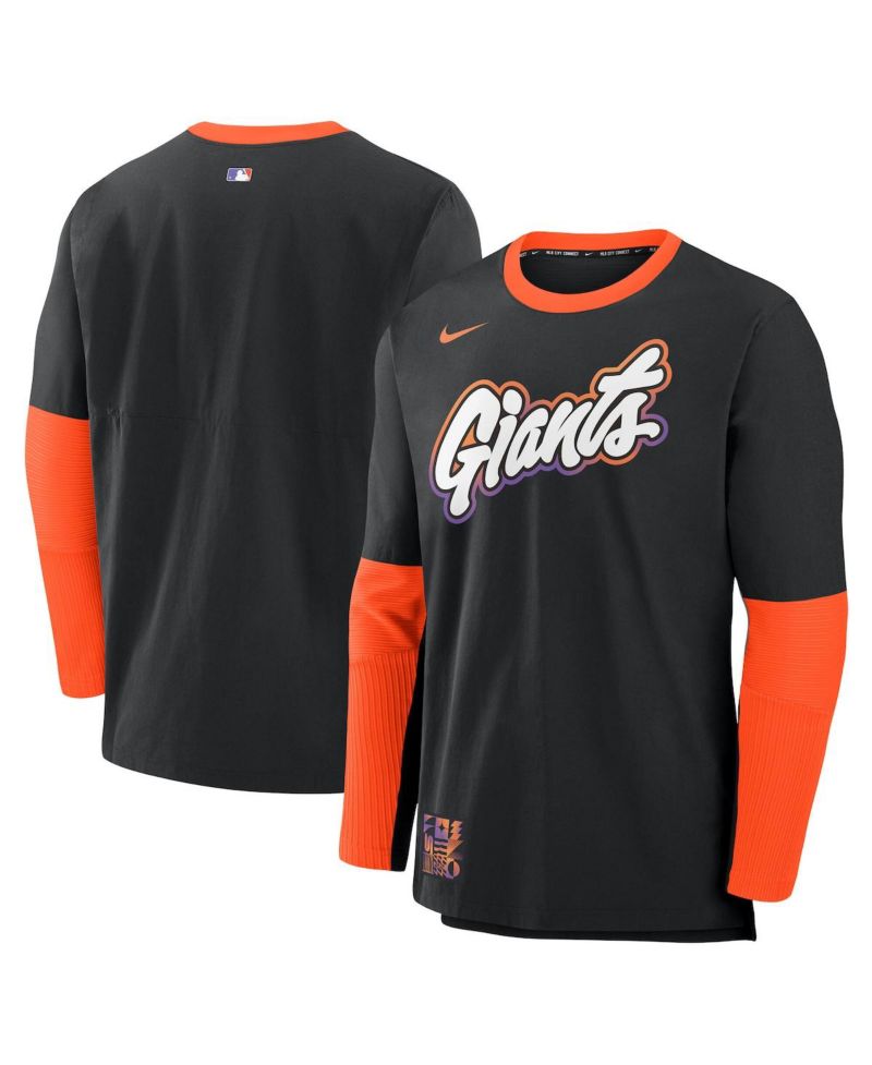 Men's Black/Orange San Francisco Giants 2025 City Connect Authentic Collection Lightweight Player Tri-Blend Performance Long Sleeve T-Shirt
