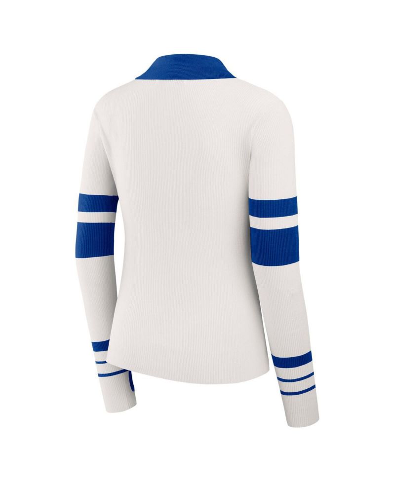 Women's White Buffalo Bills Ribbed Henley Sweater