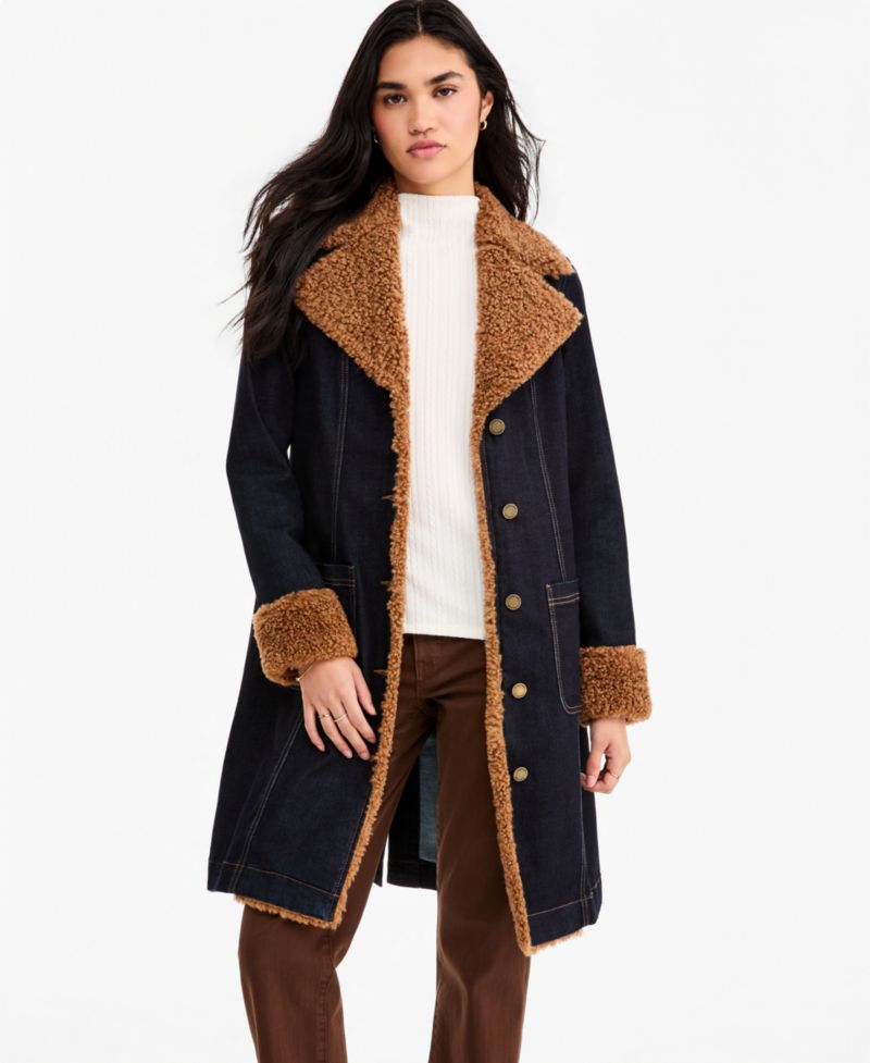 Women's Sherpa-Trim Notch-Collar Jacket