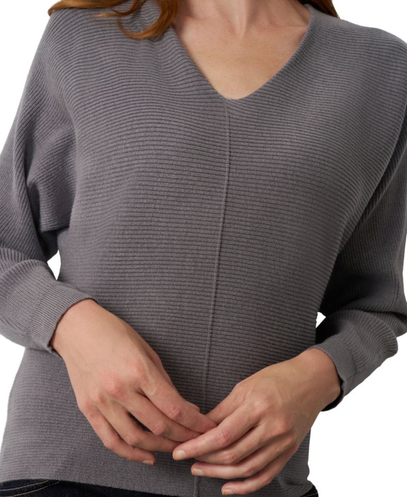 Women's Dolman Rib-Knit V-Neck Sweater