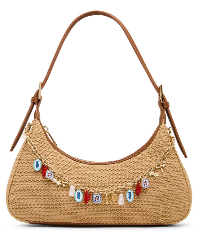 Nicoles Straw Medium Shoulder Handbag