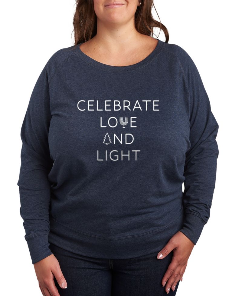 Plus Size Trendy Celebrate Love and Light Graphic Pullover Top