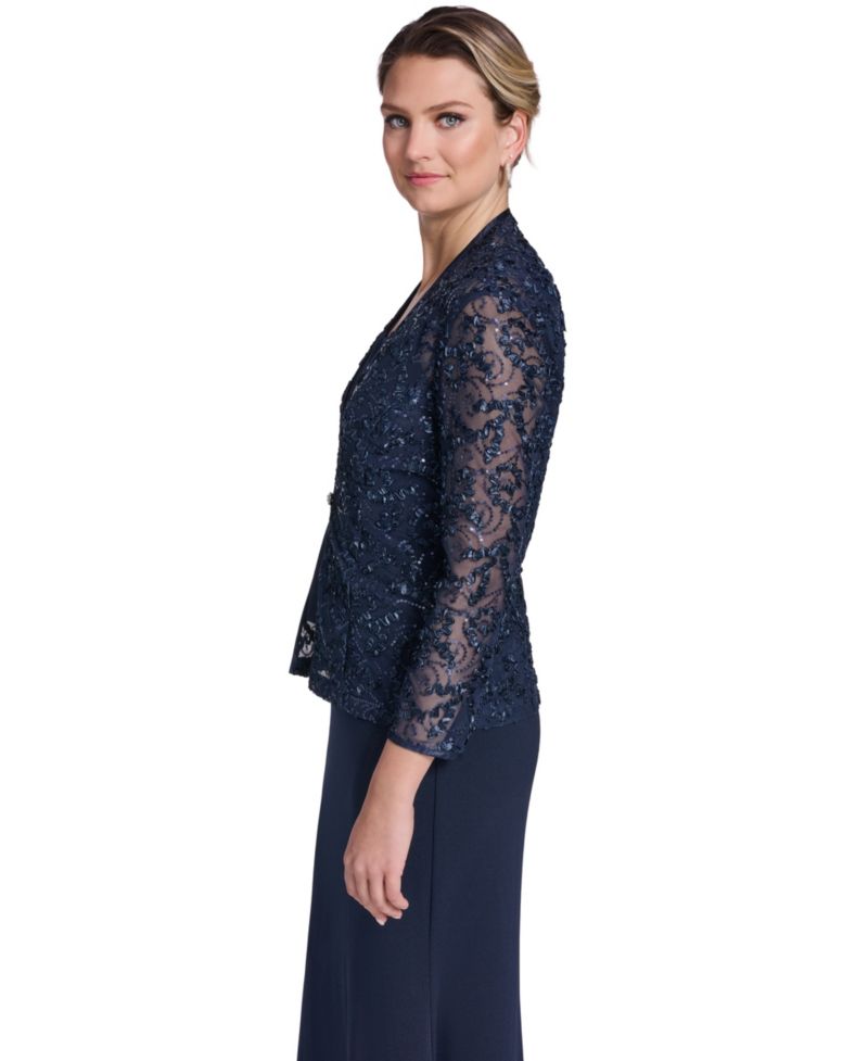 Women's Jewel Neck Jacket Ball Gown