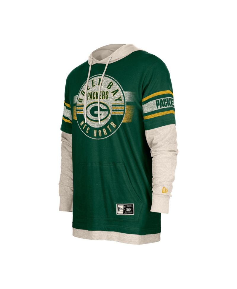 Men's Green Green Bay Packers Twofer Layered Long Sleeve Hooded T-Shirt