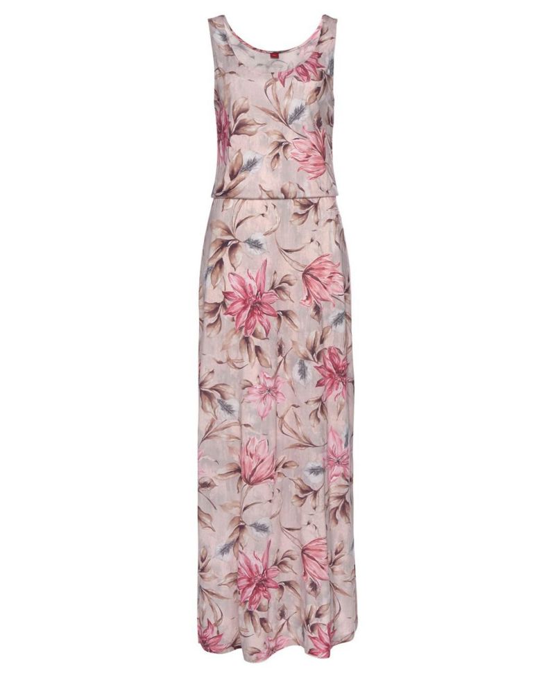 Women's Floral-Print Column Scoop Neck Maxi Dress