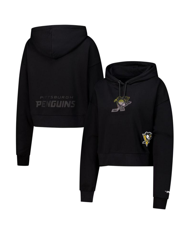 Women's Black Pittsburgh Penguins Jewels Cropped Pullover Hoodie