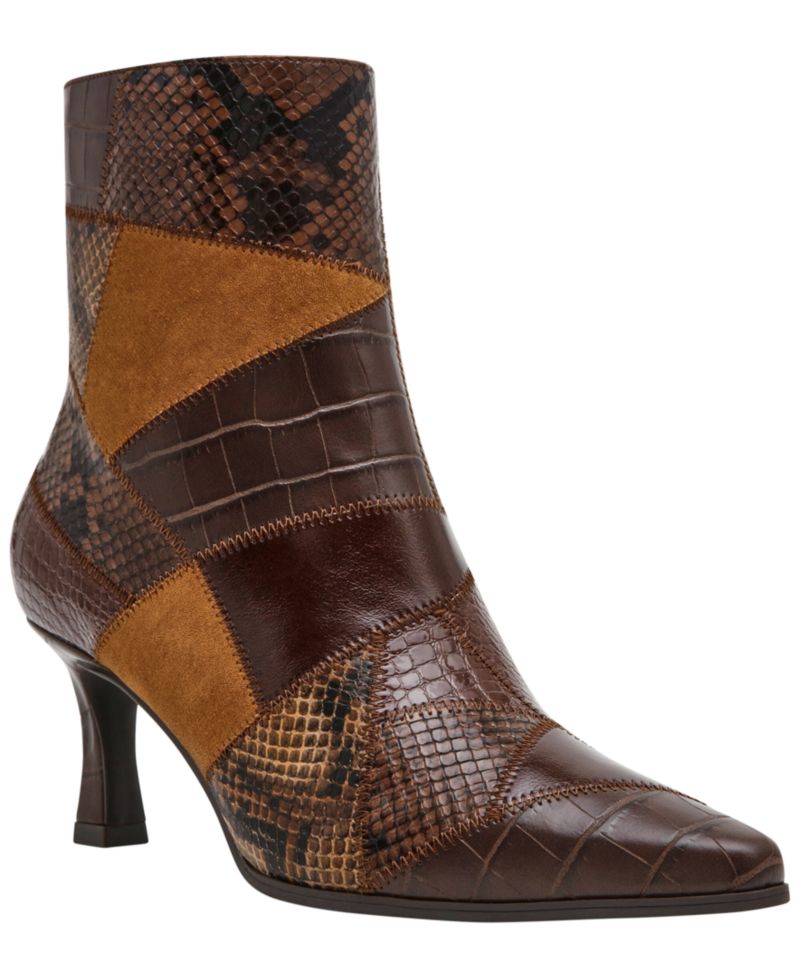 Women's Cosia Patchwork Pointed Toe Heeled Dress Booties