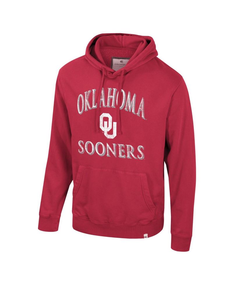 Men's Crimson Oklahoma Sooners Big & Tall Cap E-Tan Pullover Hoodie
