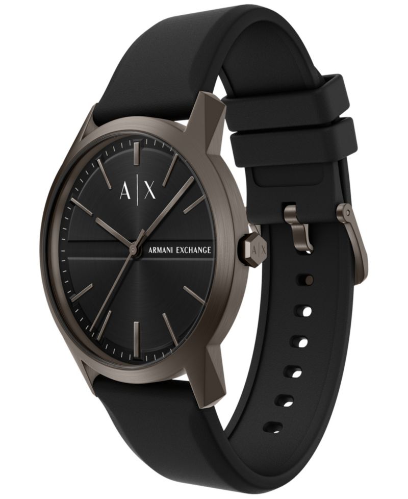Armani Exchange Men's Quartz Three Hand Black Silicone Watch 42mm