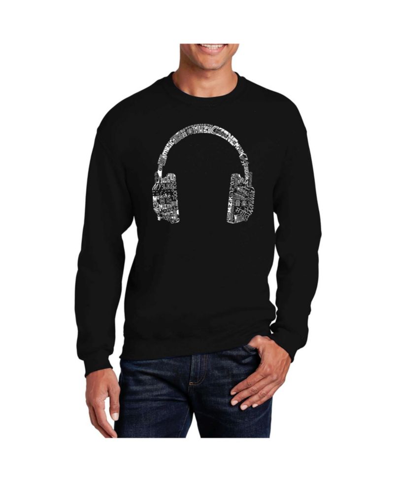 Men's Word Art Headphones - Languages Crewneck Sweatshirt