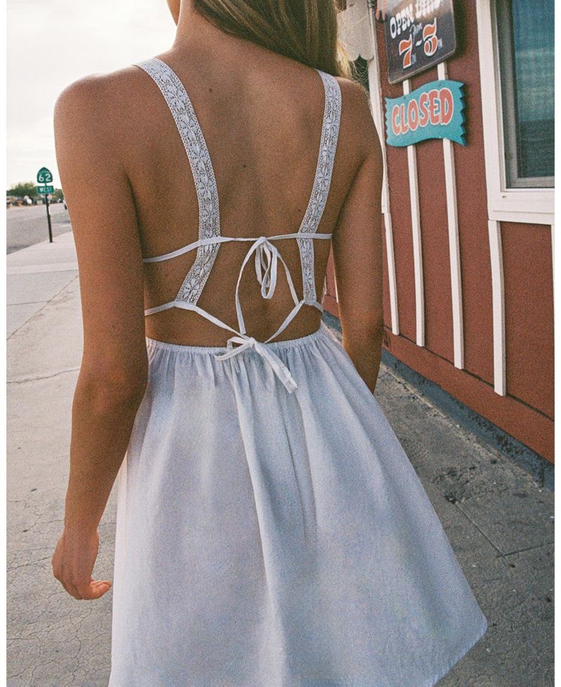 Women's Lace Mix Bow Mini Dress