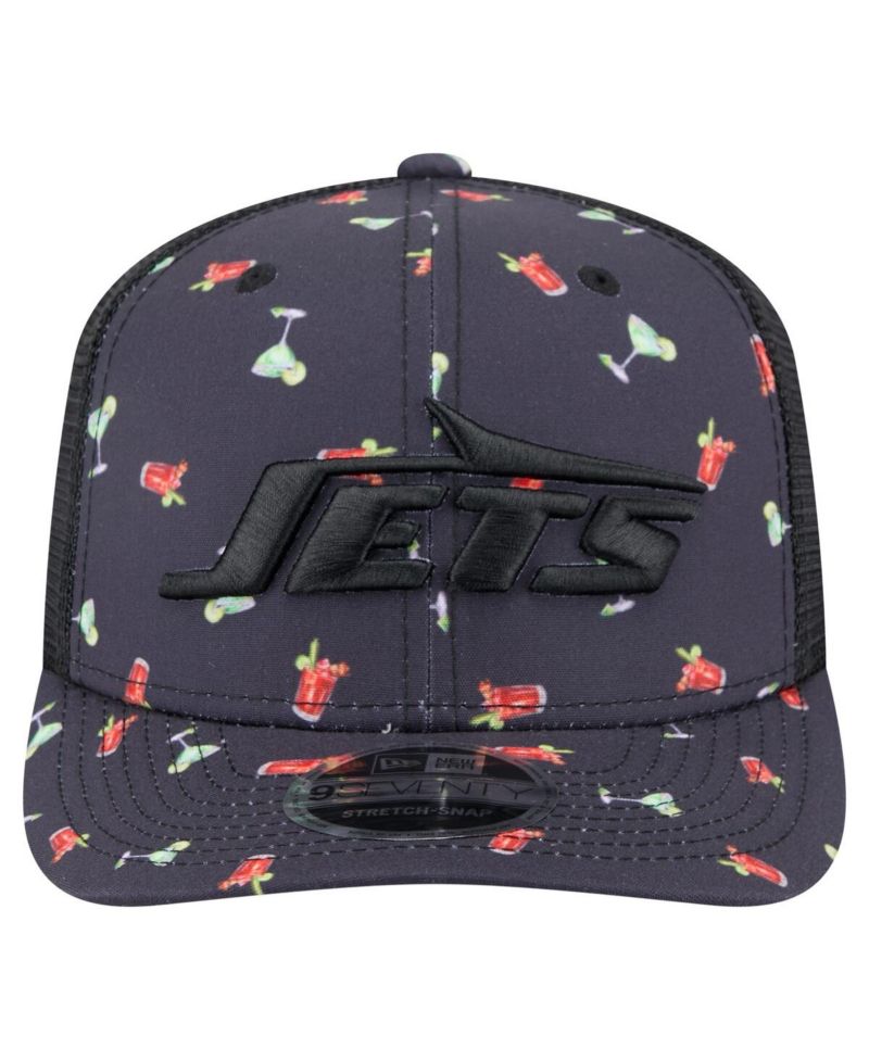 Men's Navy/Black New York Jets Adventure Drinks Pattern 9SEVENTY Stretch-Snap Hat