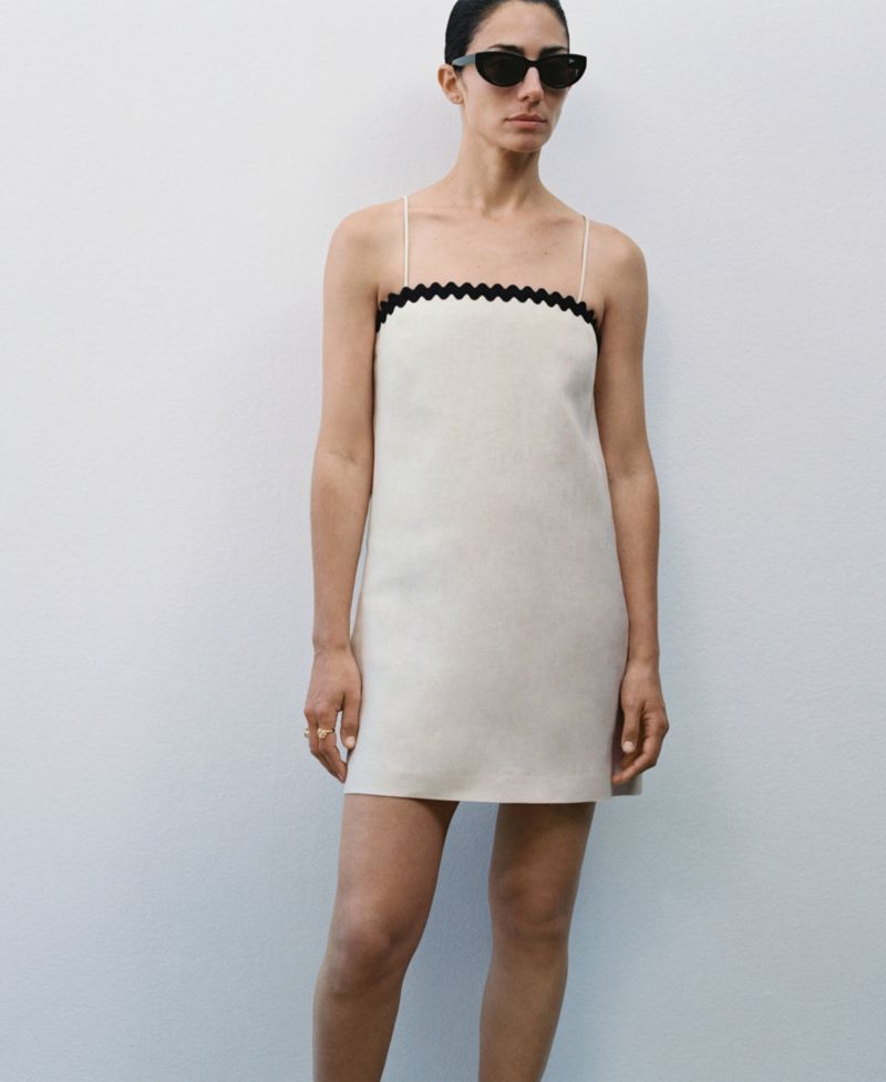 Women's Contrasting Details Linen Dress