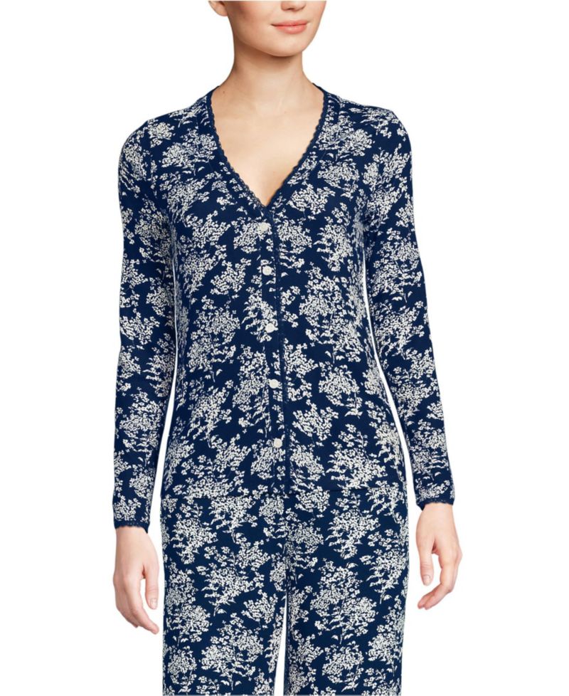 Women's Pointelle Long Sleeve Sleep Cardigan